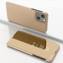 Load image into Gallery viewer, Plated Mirror Horizontal Flip Leather Phone Case with Holder, For iPhone 15