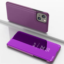 Load image into Gallery viewer, Plated Mirror Horizontal Flip Leather Phone Case with Holder, For iPhone 15