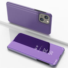 Load image into Gallery viewer, Plated Mirror Horizontal Flip Leather Phone Case with Holder, For iPhone 15