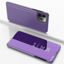 Load image into Gallery viewer, Plated Mirror Horizontal Flip Leather Phone Case with Holder, For iPhone 16 Pro, For iPhone 16 Plus, For iPhone 16, For iPhone 15 Pro Max, For iPhone 15 Pro, For iPhone 15 Plus