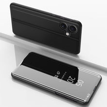 Load image into Gallery viewer, Plated Mirror Horizontal Flip Leather Phone Case with Holder, For iPhone 16 Pro, For iPhone 16 Plus, For iPhone 16, For iPhone 15 Pro Max, For iPhone 15 Pro, For iPhone 15 Plus