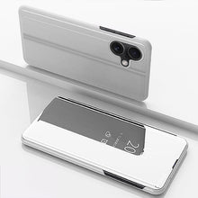 Load image into Gallery viewer, Plated Mirror Horizontal Flip Leather Phone Case with Holder, For iPhone 16 Pro, For iPhone 16 Plus, For iPhone 16, For iPhone 15 Pro Max, For iPhone 15 Pro, For iPhone 15 Plus