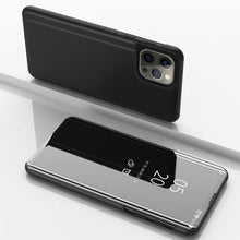 Load image into Gallery viewer, Plated Mirror Horizontal Flip Leather Phone Case with Holder, For iPhone 16 Pro, For iPhone 16 Plus, For iPhone 16, For iPhone 15 Pro Max, For iPhone 15 Pro, For iPhone 15 Plus