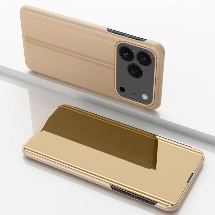 Plated Mirror Horizontal Flip Leather Phone Case with Holder, For iPhone 18 Pro / 17 Pro, For iPhone 18 Pro Max / 17 Pro Max, For iPhone 17e / 16e, For iPhone 17, For iPhone Air, For iPhone 16 Pro Max