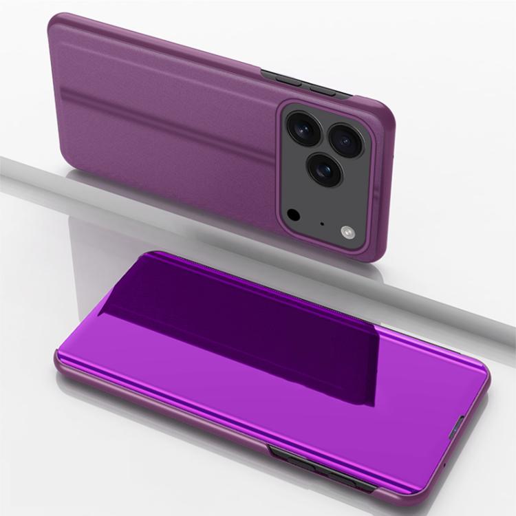 Plated Mirror Horizontal Flip Leather Phone Case with Holder, For iPhone 18 Pro / 17 Pro, For iPhone 18 Pro Max / 17 Pro Max, For iPhone 17e / 16e, For iPhone 17, For iPhone Air, For iPhone 16 Pro Max