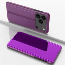 Load image into Gallery viewer, Plated Mirror Horizontal Flip Leather Phone Case with Holder, For iPhone 18 Pro / 17 Pro, For iPhone 18 Pro Max / 17 Pro Max, For iPhone 17e / 16e, For iPhone 17, For iPhone Air, For iPhone 16 Pro Max