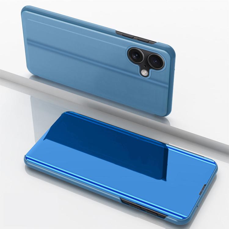 Plated Mirror Horizontal Flip Leather Phone Case with Holder, For iPhone 18 Pro / 17 Pro, For iPhone 18 Pro Max / 17 Pro Max, For iPhone 17e / 16e, For iPhone 17, For iPhone Air, For iPhone 16 Pro Max