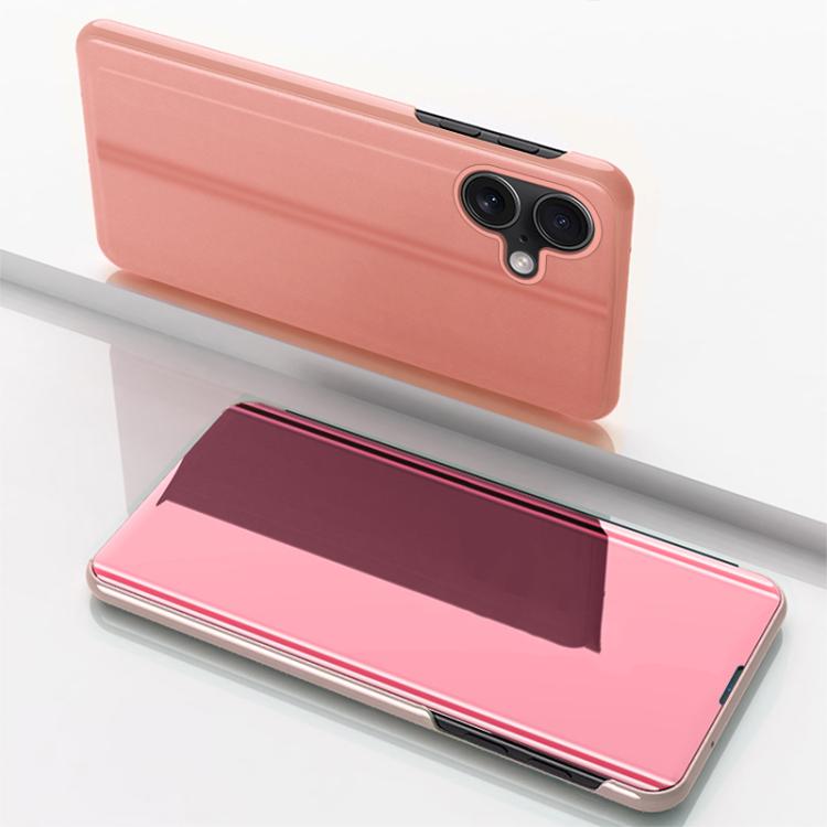 Plated Mirror Horizontal Flip Leather Phone Case with Holder, For iPhone 17e / 16e, For iPhone 17 Pro Max, For iPhone 17 Pro, For iPhone 17, For iPhone Air, For iPhone 16 Pro Max