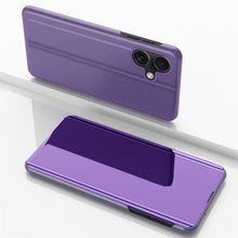 Load image into Gallery viewer, Plated Mirror Horizontal Flip Leather Phone Case with Holder, For iPhone 17e / 16e, For iPhone 17 Pro Max, For iPhone 17 Pro, For iPhone 17, For iPhone Air, For iPhone 16 Pro Max