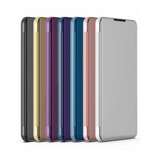 Load image into Gallery viewer, Plated Mirror Horizontal Flip Leather Phone Case with Holder, For iPhone 17e / 16e, For iPhone 17 Pro Max, For iPhone 17 Pro, For iPhone 17, For iPhone Air, For iPhone 16 Pro Max