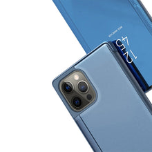 Load image into Gallery viewer, Plated Mirror Horizontal Flip Leather Phone Case with Holder, For iPhone 17e / 16e, For iPhone 17 Pro Max, For iPhone 17 Pro, For iPhone 17, For iPhone Air, For iPhone 16 Pro Max