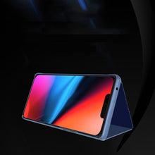 Load image into Gallery viewer, Plated Mirror Horizontal Flip Leather Phone Case with Holder, For iPhone 17e / 16e, For iPhone 17 Pro Max, For iPhone 17 Pro, For iPhone 17, For iPhone Air, For iPhone 16 Pro Max