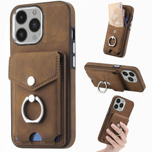 Load image into Gallery viewer, Electroplating Skin-feel Leather Ring Card Wallet Phone Case, For  iPhone 15 Plus, For iPhone 15 Pro Max, For iPhone 15 Pro, For  iPhone 15, For iPhone 14 Pro, For  iPhone 14 Pro Max