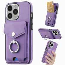 Load image into Gallery viewer, Electroplating Skin-feel Leather Ring Card Wallet Phone Case, For  iPhone 15 Plus, For iPhone 15 Pro Max, For iPhone 15 Pro, For  iPhone 15, For iPhone 14 Pro, For  iPhone 14 Pro Max