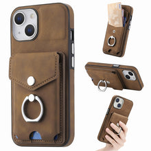 Load image into Gallery viewer, Electroplating Skin-feel Leather Ring Card Wallet Phone Case, For  iPhone 15 Plus, For iPhone 15 Pro Max, For iPhone 15 Pro, For  iPhone 15, For iPhone 14 Pro, For  iPhone 14 Pro Max
