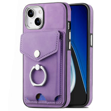Load image into Gallery viewer, Electroplating Skin-feel Leather Ring Card Wallet Phone Case, For  iPhone 15 Plus, For iPhone 15 Pro Max, For iPhone 15 Pro, For  iPhone 15, For iPhone 14 Pro, For  iPhone 14 Pro Max