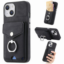 Load image into Gallery viewer, Electroplating Skin-feel Leather Ring Card Wallet Phone Case, For  iPhone 15 Plus, For iPhone 15 Pro Max, For iPhone 15 Pro, For  iPhone 15, For iPhone 14 Pro, For  iPhone 14 Pro Max