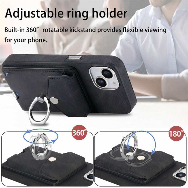 Electroplating Skin-feel Leather Ring Card Wallet Phone Case, For  iPhone 15 Plus, For iPhone 15 Pro Max, For iPhone 15 Pro, For  iPhone 15, For iPhone 14 Pro, For  iPhone 14 Pro Max