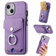 Load image into Gallery viewer, Electroplating Skin-feel Leather Ring Card Wallet Phone Case, For  iPhone 15 Plus, For iPhone 15 Pro Max, For iPhone 15 Pro, For  iPhone 15, For iPhone 14 Pro, For  iPhone 14 Pro Max