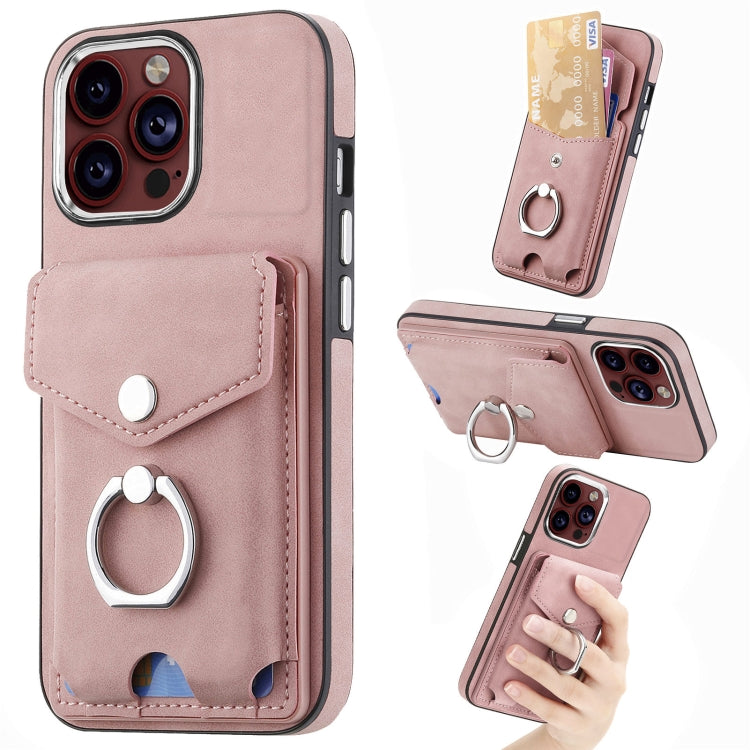 Electroplating Skin-feel Leather Ring Card Wallet Phone Case, For  iPhone 15 Plus, For iPhone 15 Pro Max, For iPhone 15 Pro, For  iPhone 15, For iPhone 14 Pro, For  iPhone 14 Pro Max