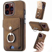 Load image into Gallery viewer, Electroplating Skin-feel Leather Ring Card Wallet Phone Case, For  iPhone 15 Plus, For iPhone 15 Pro Max, For iPhone 15 Pro, For  iPhone 15, For iPhone 14 Pro, For  iPhone 14 Pro Max