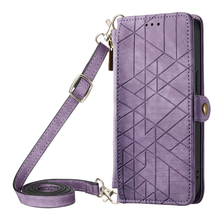 Geometric Zipper Wallet Side Buckle Leather Phone Case with Crossbody Lanyard, For iPhone 13 Pro Max, For iPhone 13 Pro, For iPhone 13, For iPhone 12, For iPhone 12 Pro Max, For iPhone 12 Pro, For iPhone 11 Pro Max, For iPhone 11