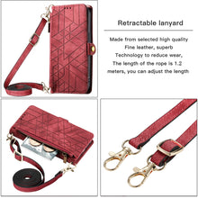 Load image into Gallery viewer, Geometric Zipper Wallet Side Buckle Leather Phone Case with Crossbody Lanyard, For iPhone 11 Pro