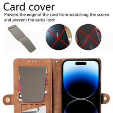 Load image into Gallery viewer, Geometric Zipper Wallet Side Buckle Leather Phone Case with Crossbody Lanyard, For iPhone 11 Pro