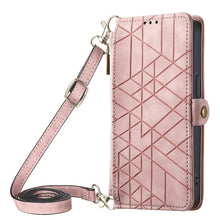 Load image into Gallery viewer, Geometric Zipper Wallet Side Buckle Leather Phone Case with Crossbody Lanyard, For iPhone 11 Pro