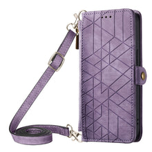 Load image into Gallery viewer, Geometric Zipper Wallet Side Buckle Leather Phone Case with Crossbody Lanyard, For iPhone 11 Pro