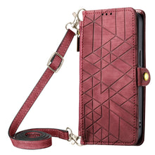 Load image into Gallery viewer, Geometric Zipper Wallet Side Buckle Leather Phone Case with Crossbody Lanyard, For iPhone 13 Pro Max, For iPhone 13 Pro, For iPhone 13, For iPhone 12, For iPhone 12 Pro Max, For iPhone 12 Pro, For iPhone 11 Pro Max, For iPhone 11