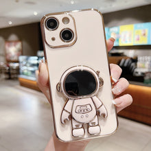 Load image into Gallery viewer, Electroplating Astronaut Holder Phone Case, For iPhone 16, For iPhone 15 Pro Max, For iPhone 15 Pro, For iPhone 15 Plus, For iPhone 15