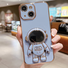 Load image into Gallery viewer, Electroplating Astronaut Holder Phone Case, For iPhone 16, For iPhone 15 Pro Max, For iPhone 15 Pro, For iPhone 15 Plus, For iPhone 15