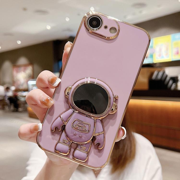 Electroplating Astronaut Holder Phone Case, For iPhone 17e / 16e, For iPhone 17 Pro Max, For iPhone 17 Pro, For iPhone 17, For iPhone Air, For iPhone 16 Pro Max, For iPhone 16 Pro, For iPhone 16 Plus