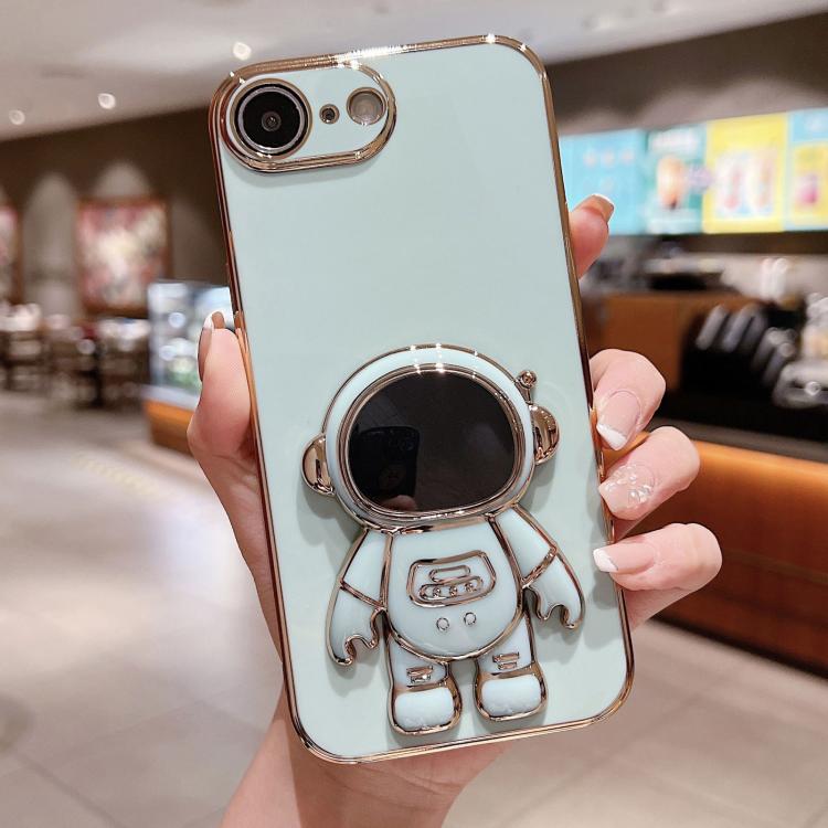 Electroplating Astronaut Holder Phone Case, For iPhone 17e / 16e, For iPhone 17 Pro Max, For iPhone 17 Pro, For iPhone 17, For iPhone Air, For iPhone 16 Pro Max, For iPhone 16 Pro, For iPhone 16 Plus