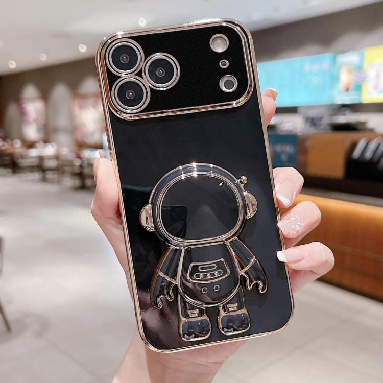 Electroplating Astronaut Holder Phone Case, For iPhone 17e / 16e, For iPhone 17 Pro Max, For iPhone 17 Pro, For iPhone 17, For iPhone Air, For iPhone 16 Pro Max, For iPhone 16 Pro, For iPhone 16 Plus