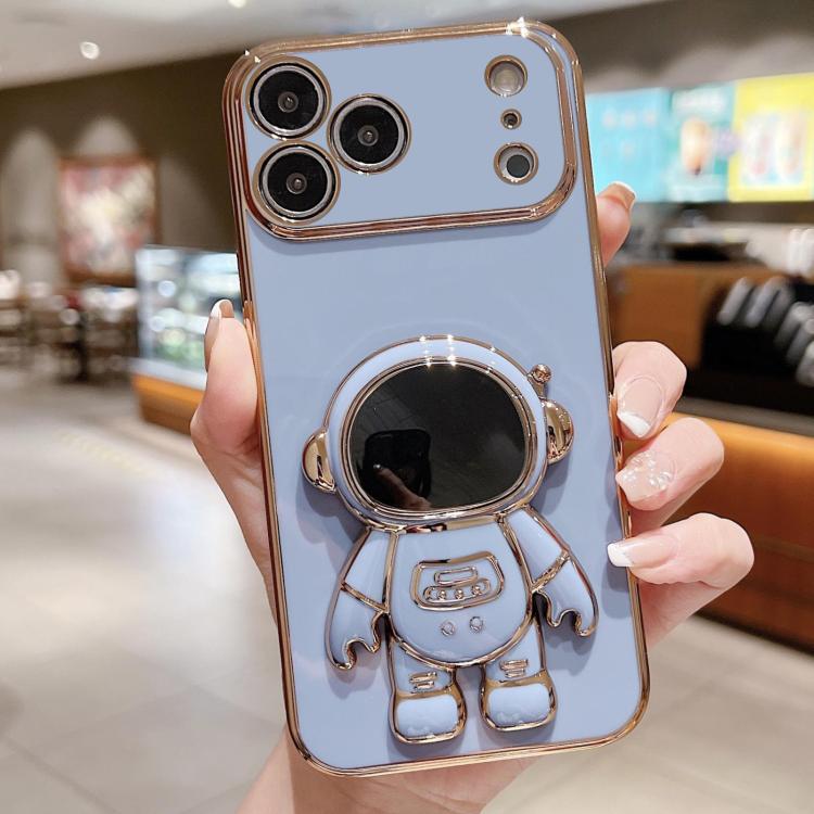 Electroplating Astronaut Holder Phone Case, For iPhone 17e / 16e, For iPhone 17 Pro Max, For iPhone 17 Pro, For iPhone 17, For iPhone Air, For iPhone 16 Pro Max, For iPhone 16 Pro, For iPhone 16 Plus
