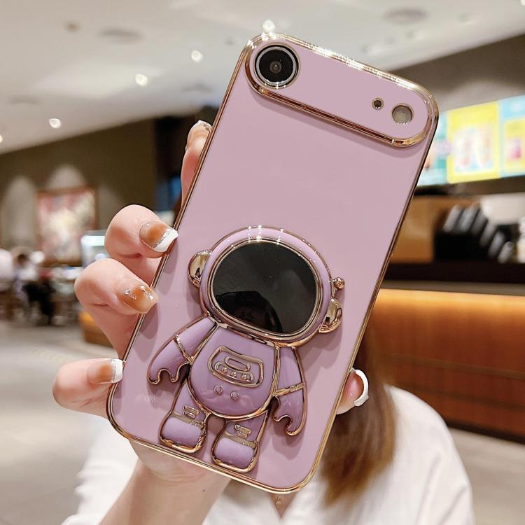 Electroplating Astronaut Holder Phone Case, For iPhone 17e / 16e, For iPhone 17 Pro Max, For iPhone 17 Pro, For iPhone 17, For iPhone Air, For iPhone 16 Pro Max, For iPhone 16 Pro, For iPhone 16 Plus