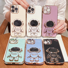 Load image into Gallery viewer, Electroplating Astronaut Holder Phone Case, For iPhone 17e / 16e, For iPhone 17 Pro Max, For iPhone 17 Pro, For iPhone 17, For iPhone Air, For iPhone 16 Pro Max, For iPhone 16 Pro, For iPhone 16 Plus