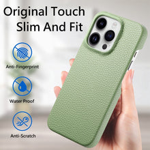 Load image into Gallery viewer, Litchi Oil Edge Leather Back Phone Case, For iPhone 15 Pro Max, For iPhone 15 Pro, For iPhone 15 Plus, For iPhone 15