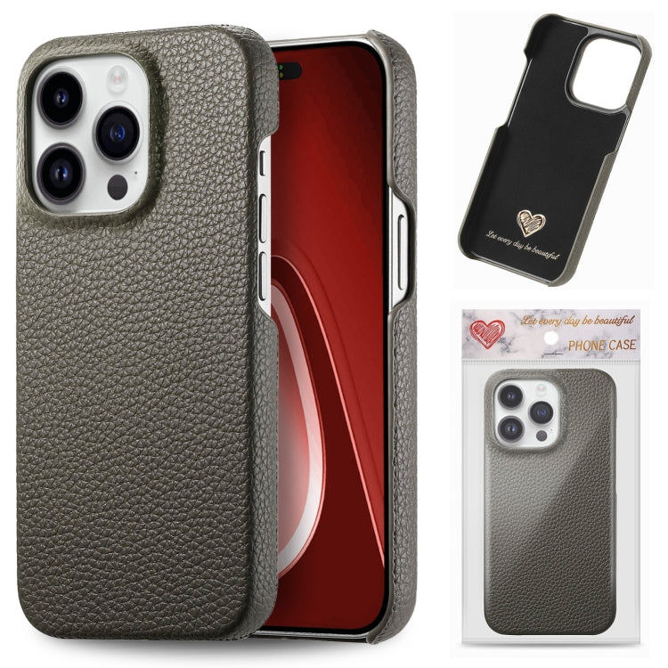 Litchi Oil Edge Leather Back Phone Case, For iPhone 18 Pro, For iPhone 15 Pro Max, For iPhone 15 Pro, For iPhone 15 Plus