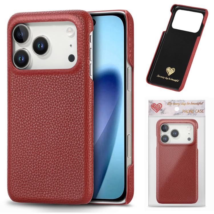 Litchi Oil Edge Leather Back Phone Case, For iPhone 18 Pro, For iPhone 15 Pro Max, For iPhone 15 Pro, For iPhone 15 Plus