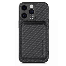 Load image into Gallery viewer, Carbon Fiber Leather Card Magsafe Phone Case, For iPhone 15 Pro Max, For iPhone 15 Pro, For iPhone 15 Plus, For iPhone 15