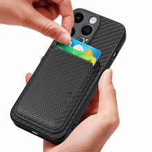 Load image into Gallery viewer, Carbon Fiber Leather Card Magsafe Phone Case, For iPhone 15 Pro Max, For iPhone 15 Pro, For iPhone 15 Plus, For iPhone 15