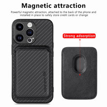 Load image into Gallery viewer, Carbon Fiber Leather Card Magsafe Phone Case, For iPhone 15 Pro Max, For iPhone 15 Pro, For iPhone 15 Plus, For iPhone 15