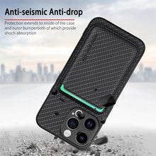 Load image into Gallery viewer, Carbon Fiber Leather Card Magsafe Phone Case, For iPhone 15 Pro Max, For iPhone 15 Pro, For iPhone 15 Plus, For iPhone 15