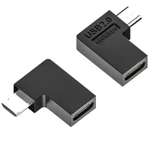 Load image into Gallery viewer, Type-C Female to Micro USB Male Adapter Data Charging Transmission, Type-C Female to Micro Male U Shape Back, Type-C Female to Micro Male U Shape Front, Type-C Female to Micro Male Right Bend, Type-C Female to Micro Male Left Bend