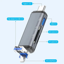 Load image into Gallery viewer, ADS-306 U-Disk Data Transfer Adapter USB / 8 Pin / Type-C Plug SD TF Card Reader, ADS-306
