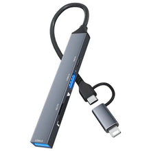 Load image into Gallery viewer, ADS-805 8 Pin + Type-C to USB-C Data + USB 2.0 / 3.0 + SD / TF Card Reader Hub Expansion Converter, ADS-805