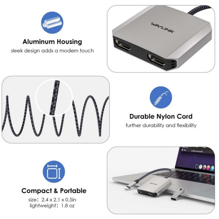 WAVLINK UHP510 Pro 87W PD Charging USB C to Dual HD Converter 4K 60Hz Monitor Adapter